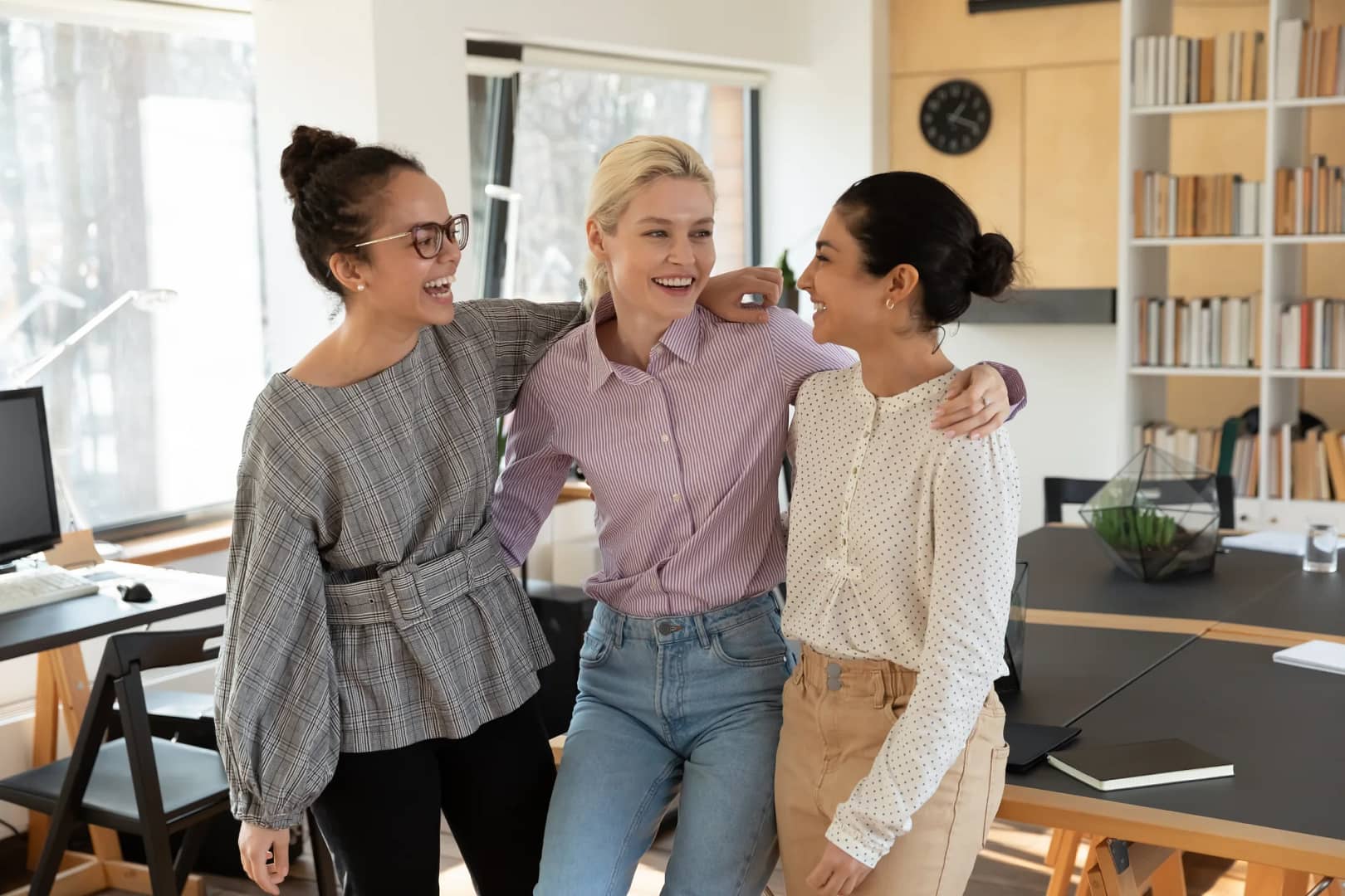 Adult females cheerful as a group